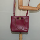 Salvatore Ferragamo Chain Vala Hand Bag Leather Pink Gold Auth BA4315-23