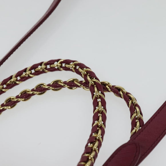 Salvatore Ferragamo Chain Vala Hand Bag Leather Pink Gold Auth BA4315