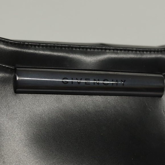 GIVENCHY Shoulder Bag Leather Black Silver Auth BA4318