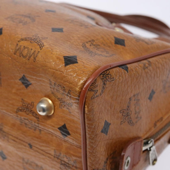 MCM Logogram Vicetos Hand Bag PVC Leather Brown Gold Auth BA4323