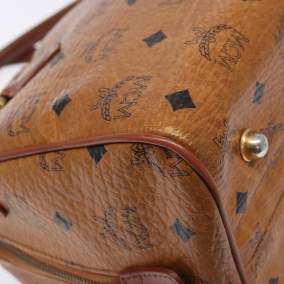 MCM Logogram Vicetos Hand Bag PVC Leather Brown Gold Auth BA4323