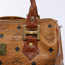 MCM Logogram Vicetos Hand Bag PVC Leather Brown Gold Auth BA4323-17