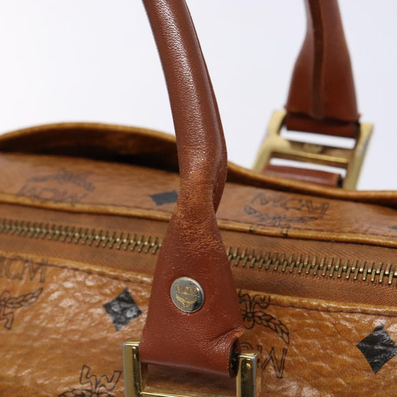 MCM Logogram Vicetos Hand Bag PVC Leather Brown Gold Auth BA4323