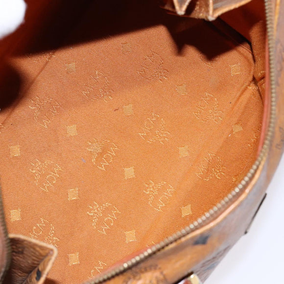 MCM Logogram Vicetos Hand Bag PVC Leather Brown Gold Auth BA4323