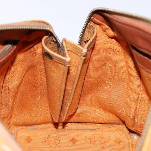 MCM Logogram Vicetos Hand Bag PVC Leather Brown Gold Auth BA4323