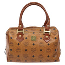 MCM Logogram Vicetos Hand Bag PVC Leather Brown Gold Auth BA4323-13