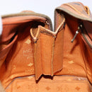 MCM Logogram Vicetos Hand Bag PVC Leather Brown Gold Auth BA4323-20