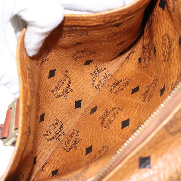 MCM Logogram Vicetos Hand Bag PVC Leather Brown Gold Auth BA4323