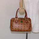 MCM Logogram Vicetos Hand Bag PVC Leather Brown Gold Auth BA4323-23