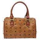 MCM Logogram Vicetos Hand Bag PVC Leather Brown Gold Auth BA4323-2