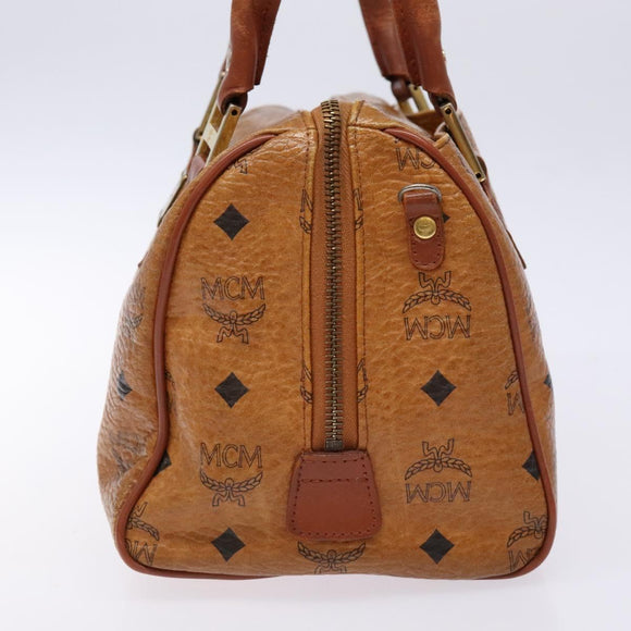 MCM Logogram Vicetos Hand Bag PVC Leather Brown Gold Auth BA4323