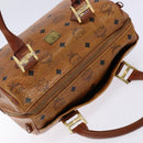 MCM Logogram Vicetos Hand Bag PVC Leather Brown Gold Auth BA4323-6