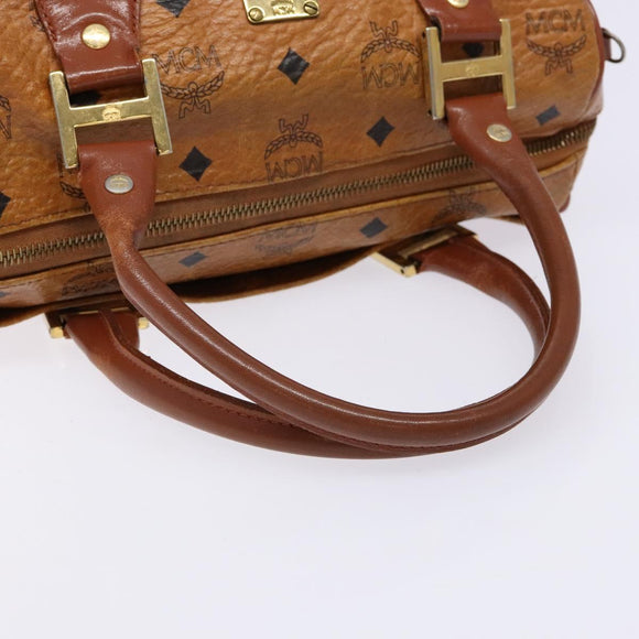 MCM Logogram Vicetos Hand Bag PVC Leather Brown Gold Auth BA4323