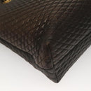 BALLY Quilted Chain Shoulder Bag Leather Dark Brown Gold Auth BA4324-9