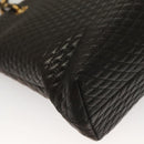 BALLY Quilted Chain Shoulder Bag Leather Dark Brown Gold Auth BA4324-15