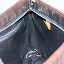 BALLY Quilted Chain Shoulder Bag Leather Dark Brown Gold Auth BA4324-19