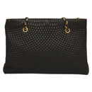 BALLY Quilted Chain Shoulder Bag Leather Dark Brown Gold Auth BA4324-2