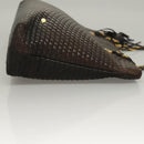 BALLY Quilted Chain Shoulder Bag Leather Dark Brown Gold Auth BA4324-3