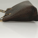 BALLY Quilted Chain Shoulder Bag Leather Dark Brown Gold Auth BA4324-4