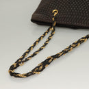 BALLY Quilted Chain Shoulder Bag Leather Dark Brown Gold Auth BA4324-7