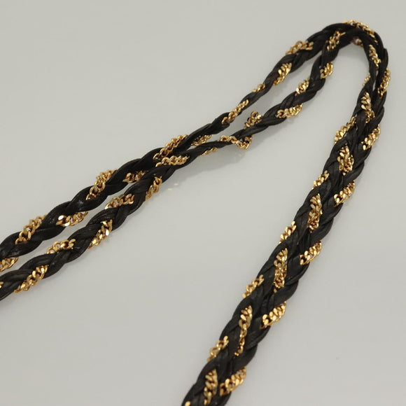 BALLY Quilted Chain Shoulder Bag Leather Dark Brown Gold Auth BA4324