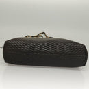 BALLY Quilted Chain Shoulder Bag Leather Dark Brown Gold Auth BA4324-5