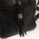 BALLY Quilted Chain Shoulder Bag Leather Dark Brown Gold Auth BA4325-9