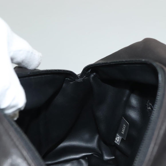 BALLY Quilted Chain Shoulder Bag Leather Dark Brown Gold Auth BA4325