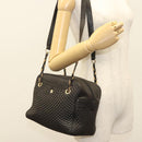 BALLY Quilted Chain Shoulder Bag Leather Dark Brown Gold Auth BA4325-23
