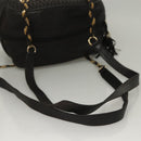 BALLY Quilted Chain Shoulder Bag Leather Dark Brown Gold Auth BA4325-7