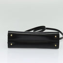 BALLY Hand Bag Leather 2way Black Gold Auth BA4327-5