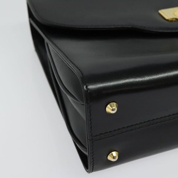 BALLY Hand Bag Leather 2way Black Gold Auth BA4327