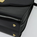 BALLY Hand Bag Leather 2way Black Gold Auth BA4327-15