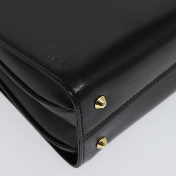 BALLY Hand Bag Leather 2way Black Gold Auth BA4327