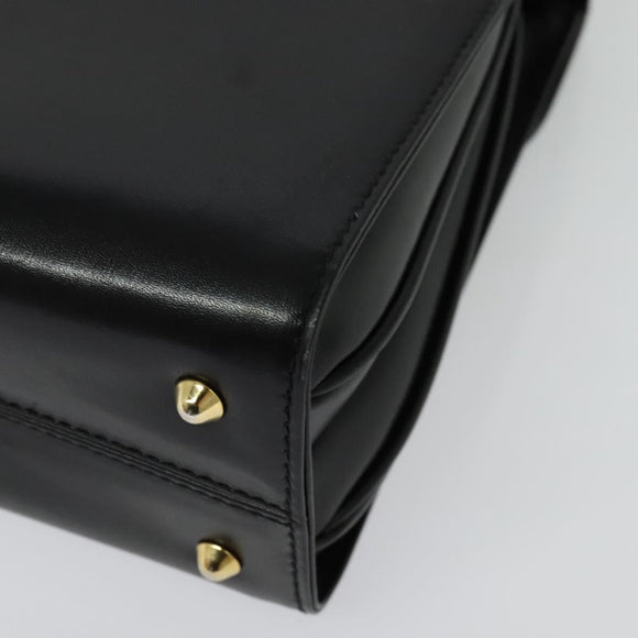 BALLY Hand Bag Leather 2way Black Gold Auth BA4327