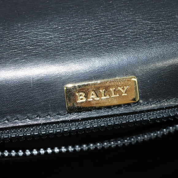 BALLY Hand Bag Leather 2way Black Gold Auth BA4327