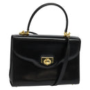 BALLY Hand Bag Leather 2way Black Gold Auth BA4327-1