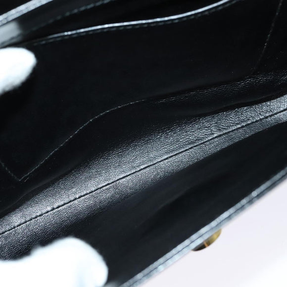 BALLY Hand Bag Leather 2way Black Gold Auth BA4327