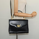BALLY Hand Bag Leather 2way Black Gold Auth BA4327-24