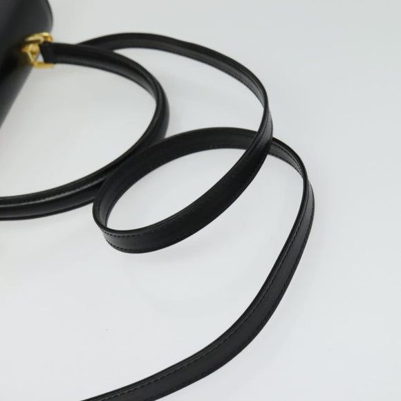 BALLY Hand Bag Leather 2way Black Gold Auth BA4327