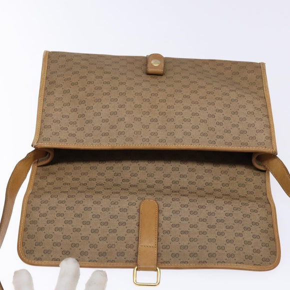 GUCCI Micro GG Supreme Shoulder Bag PVC Beige Gold Auth BA4331