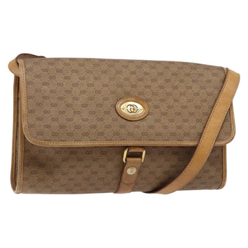 GUCCI Micro GG Supreme Shoulder Bag PVC Beige Gold Auth BA4331