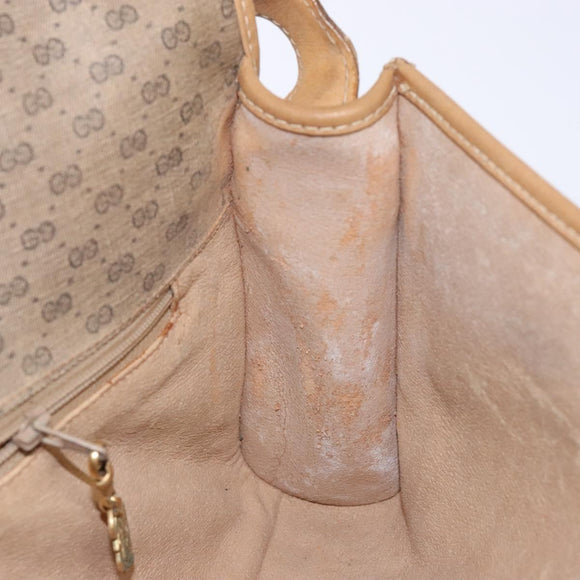 GUCCI Micro GG Supreme Shoulder Bag PVC Beige Gold Auth BA4331
