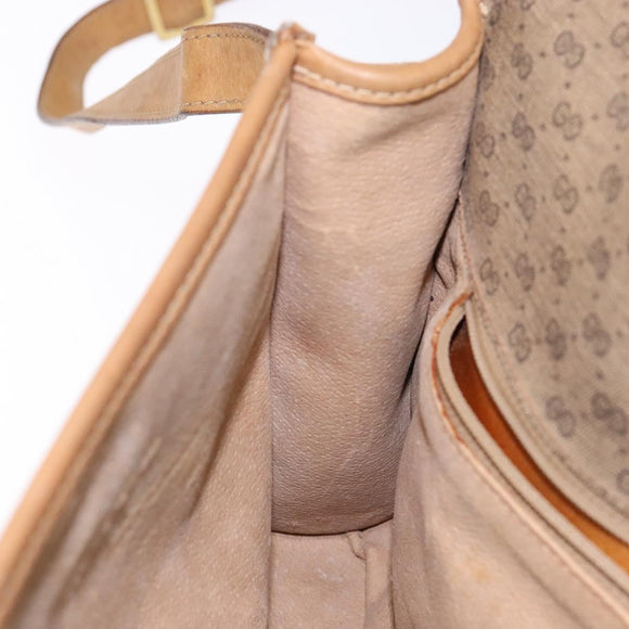 GUCCI Micro GG Supreme Shoulder Bag PVC Beige Gold Auth BA4331