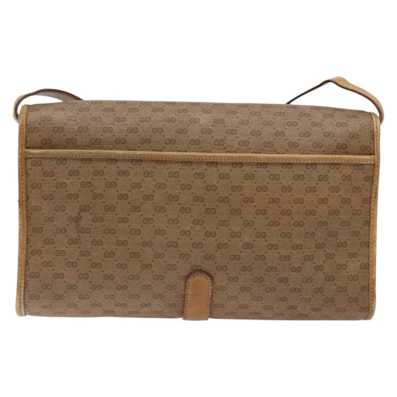 GUCCI Micro GG Supreme Shoulder Bag PVC Beige Gold Auth BA4331