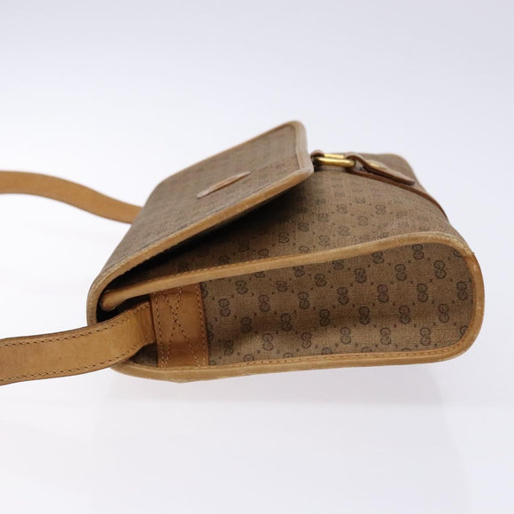 GUCCI Micro GG Supreme Shoulder Bag PVC Beige Gold Auth BA4331