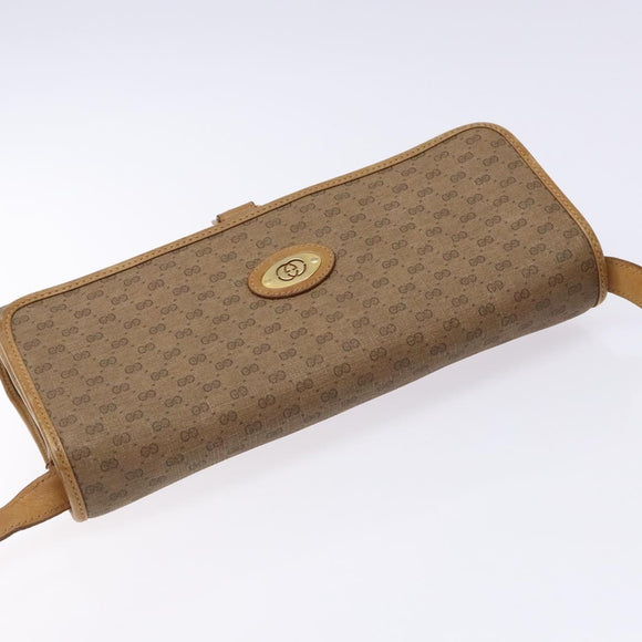 GUCCI Micro GG Supreme Shoulder Bag PVC Beige Gold Auth BA4331