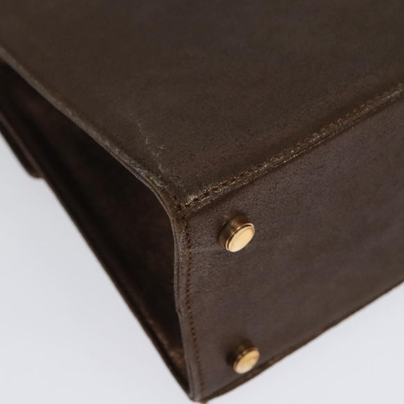 Salvatore Ferragamo Gancini Hand Bag Leather 2way Bronze Gold Auth BA4340