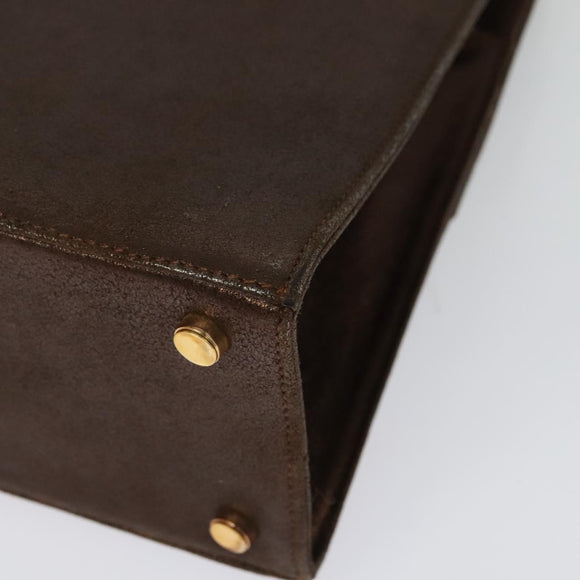 Salvatore Ferragamo Gancini Hand Bag Leather 2way Bronze Gold Auth BA4340