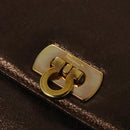 Salvatore Ferragamo Gancini Hand Bag Leather 2way Bronze Gold Auth BA4340-18